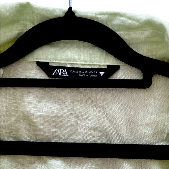 Zara Linen Wrap Shirt- Lime green Size XS - Picture 8 of 9